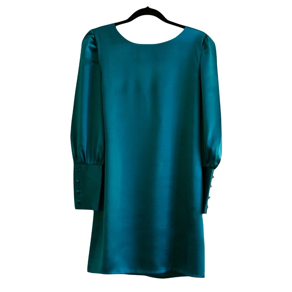 WHAT GOES AROUND COMES AROUND Teal Silk Dress